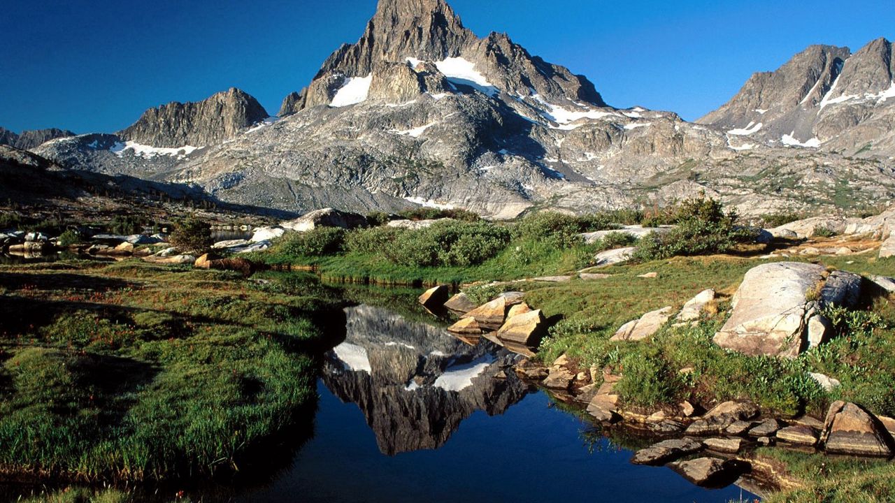 Wallpaper california, mountains, stones, vegetation, lake, nevada