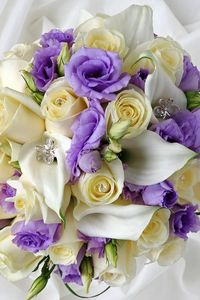 Preview wallpaper calla lilies, roses, lisianthus russell, crystals, flower, decoration
