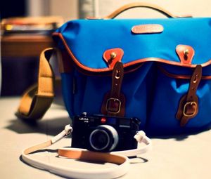 Preview wallpaper camera, bag, blue
