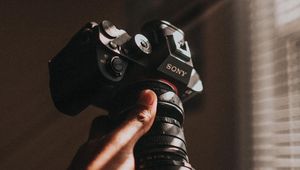 Preview wallpaper camera, black, lens, hand