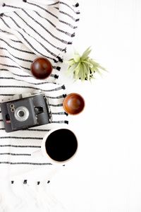 Preview wallpaper camera, cup, coffee, composition, light