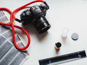 Preview wallpaper camera, film, strap, black