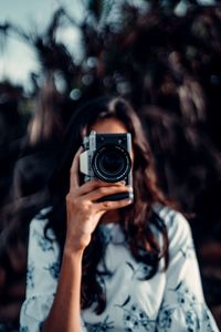 Preview wallpaper camera, girl, blur, focus
