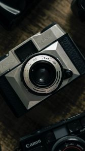 Preview wallpaper camera, gray, photo, lens