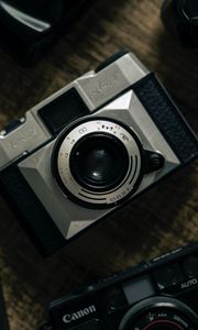 Preview wallpaper camera, gray, photo, lens