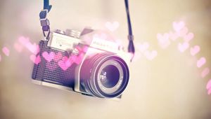 Preview wallpaper camera, heart, blurring