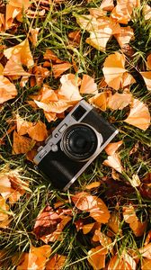 Preview wallpaper camera, leaves, grass