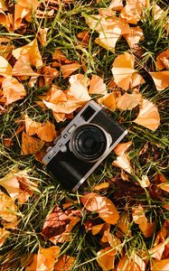 Preview wallpaper camera, leaves, grass