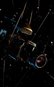 Preview wallpaper camera, lens, dark, glare, light