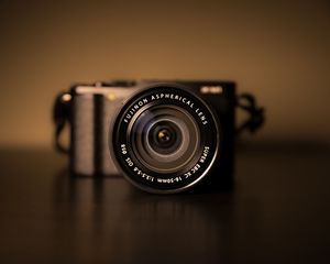 Preview wallpaper camera, lens, dark, brown