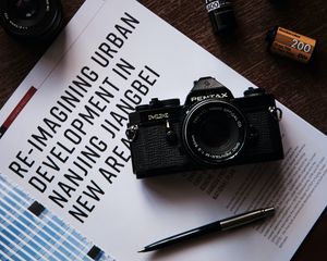 Preview wallpaper camera, lens, equipment, magazine, pen