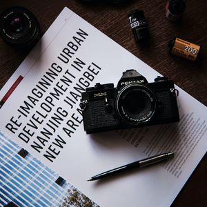 Preview wallpaper camera, lens, equipment, magazine, pen