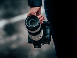 Preview wallpaper camera, lens, hand, focus