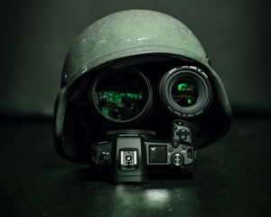Preview wallpaper camera, lens, helmet, funny, technology