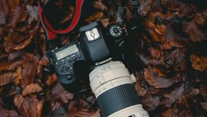 Preview wallpaper camera, lens, leaves