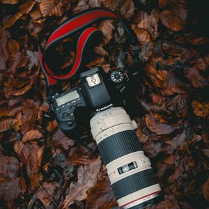 Preview wallpaper camera, lens, leaves