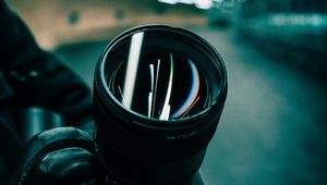 Preview wallpaper camera, lens, reflection, black, lamps, hands