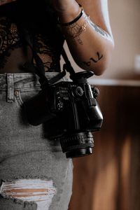 Preview wallpaper camera, lens, technique, girl, tattoo