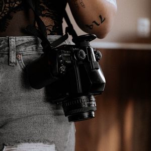 Preview wallpaper camera, lens, technique, girl, tattoo