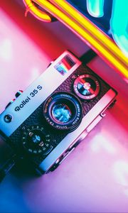 Preview wallpaper camera, neon, retro, light, colorful