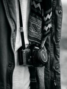 Preview wallpaper camera, photographer, bw