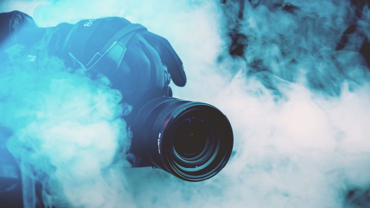 Wallpaper camera, photographer, smoke, color smoke