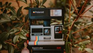 Preview wallpaper camera, polaroid, hand, retro