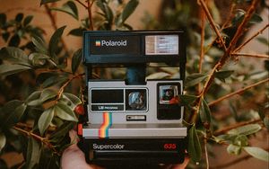Preview wallpaper camera, polaroid, hand, retro