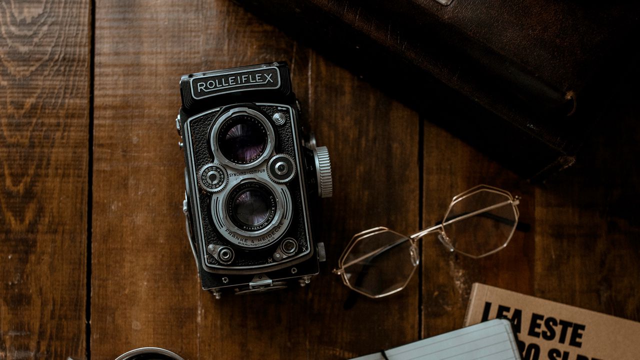 Wallpaper camera, retro, coffee, notebook