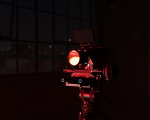 Preview wallpaper camera, tripod, lens, video equipment, dark