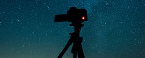 Preview wallpaper camera, tripod, starry sky, stars