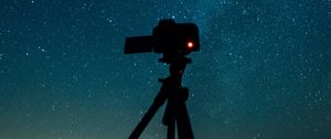 Preview wallpaper camera, tripod, starry sky, stars