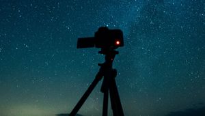 Preview wallpaper camera, tripod, starry sky, stars