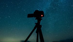 Preview wallpaper camera, tripod, starry sky, stars