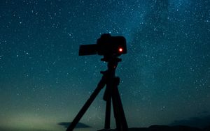 Preview wallpaper camera, tripod, starry sky, stars