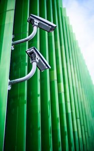 Preview wallpaper cameras, fence, green, metal