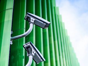 Preview wallpaper cameras, fence, green, metal