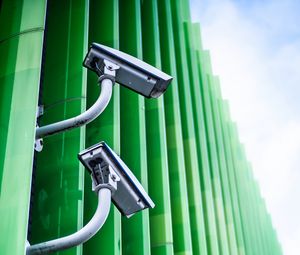 Preview wallpaper cameras, fence, green, metal