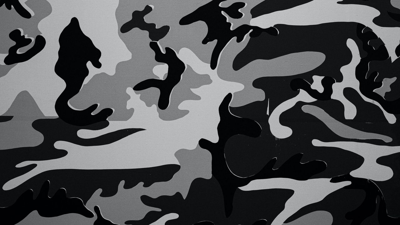 Wallpaper camouflage, spots, army, texture, black and white