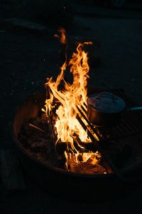 Preview wallpaper campfire, camping, fire, dishes, night