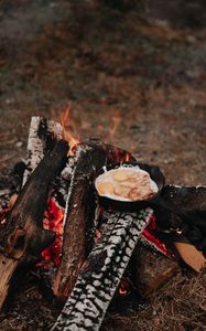 Preview wallpaper camping, bonfire, breakfast, nature