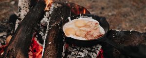 Preview wallpaper camping, bonfire, breakfast, nature