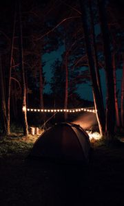 Preview wallpaper camping, hiking, garland, comfort, night