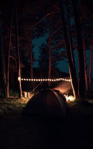 Preview wallpaper camping, hiking, garland, comfort, night