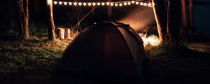 Preview wallpaper camping, hiking, garland, comfort, night