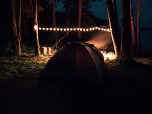 Preview wallpaper camping, hiking, garland, comfort, night