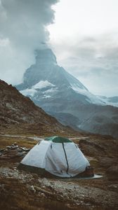 Preview wallpaper camping, rocks, mountains