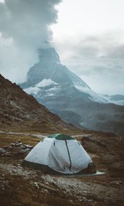 Preview wallpaper camping, rocks, mountains