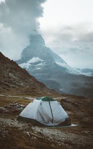 Preview wallpaper camping, rocks, mountains