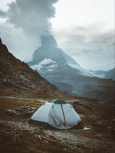 Preview wallpaper camping, rocks, mountains